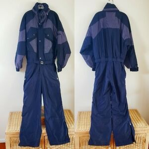 Vintage Novika XPS Mens One Piece Snowsuit, Navy Black Purple USA Size 44